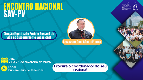 Encontro reunirá coordenadores e representantes da Pastoral Vocacional em fevereiro no Rio de janeiro de 25